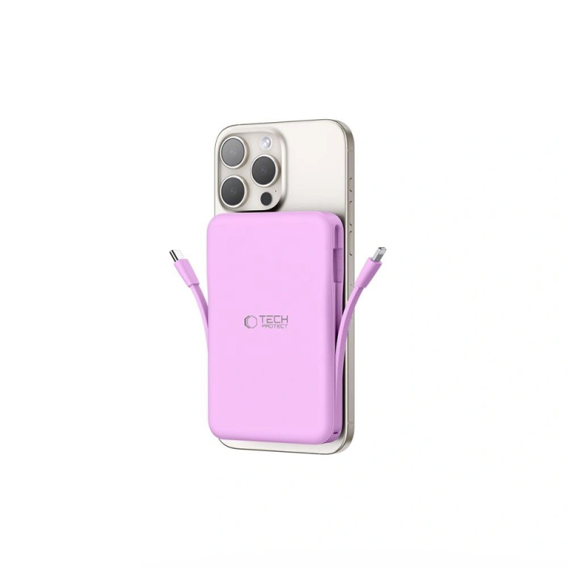 Tech-Protect PB31 LifeMag MagSafe Power Bank, 10000 mAh, 15 W, Lavender