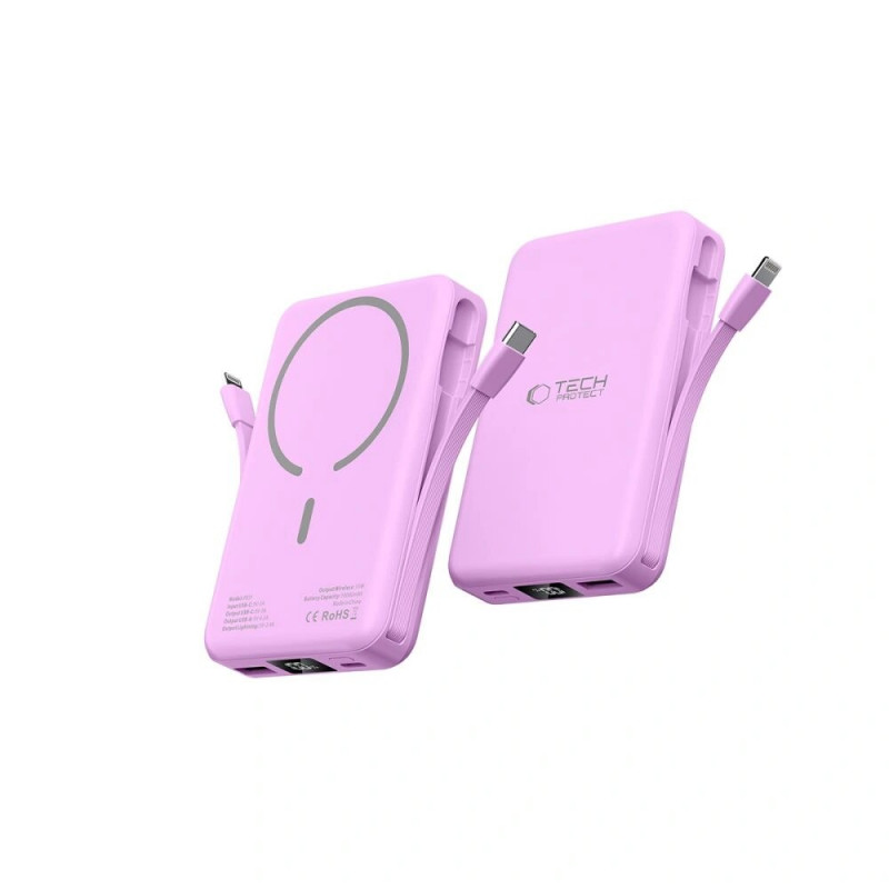 Tech-Protect PB31 LifeMag MagSafe Power Bank, 10000 mAh, 15 W, Lavender