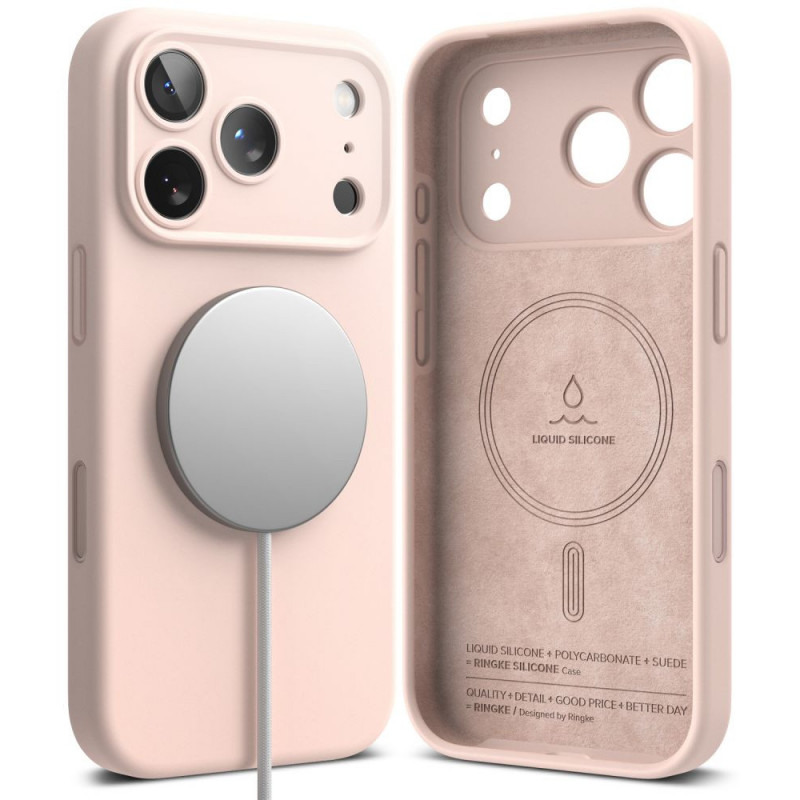Ringke Silicone Magnetic MagSafe Case for Apple iPhone 18 Pro, Pink Sand