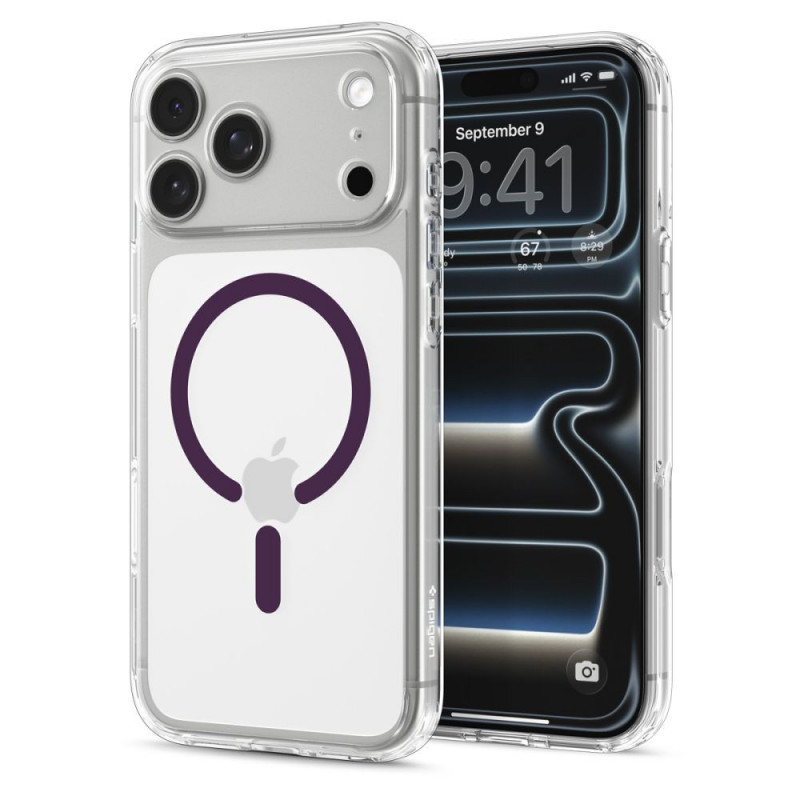 Spigen Ultra Hybrid MagSafe Case for Apple iPhone 17 Pro Max / 18 Pro Max, Clear/burgundy