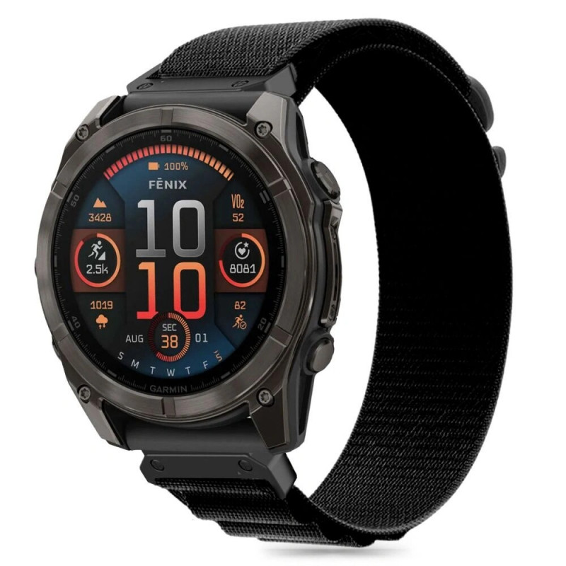 Tech-Protect Nylon Pro Strap for Garmin Fenix 5 / 6 / 6 Pro / 7 / 8 (47 mm) / E, Black
