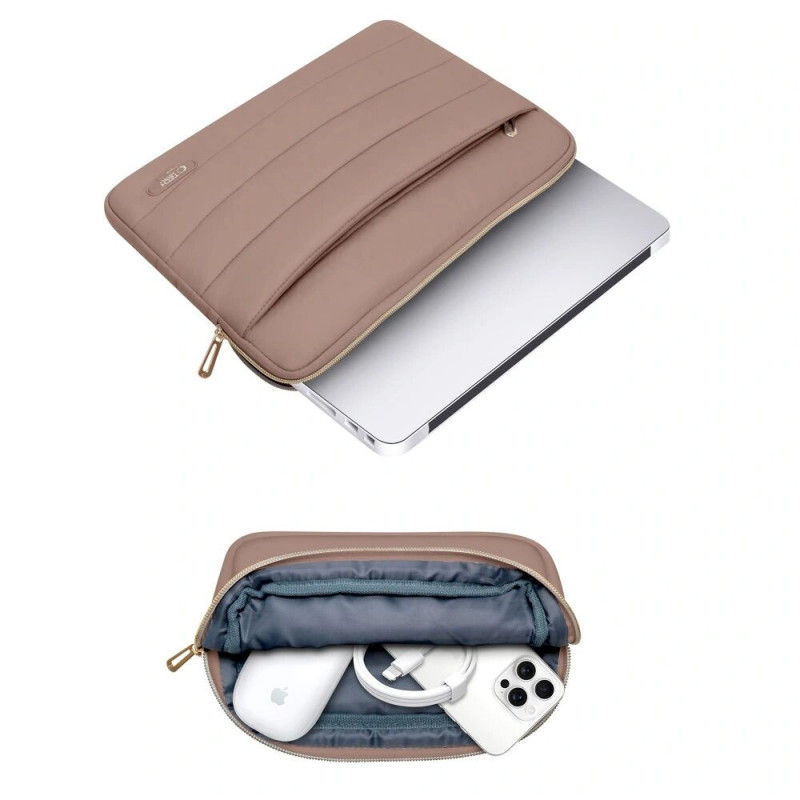 Tech-Protect Puffy Laptop 15-16" case with accessory bag, Walnut