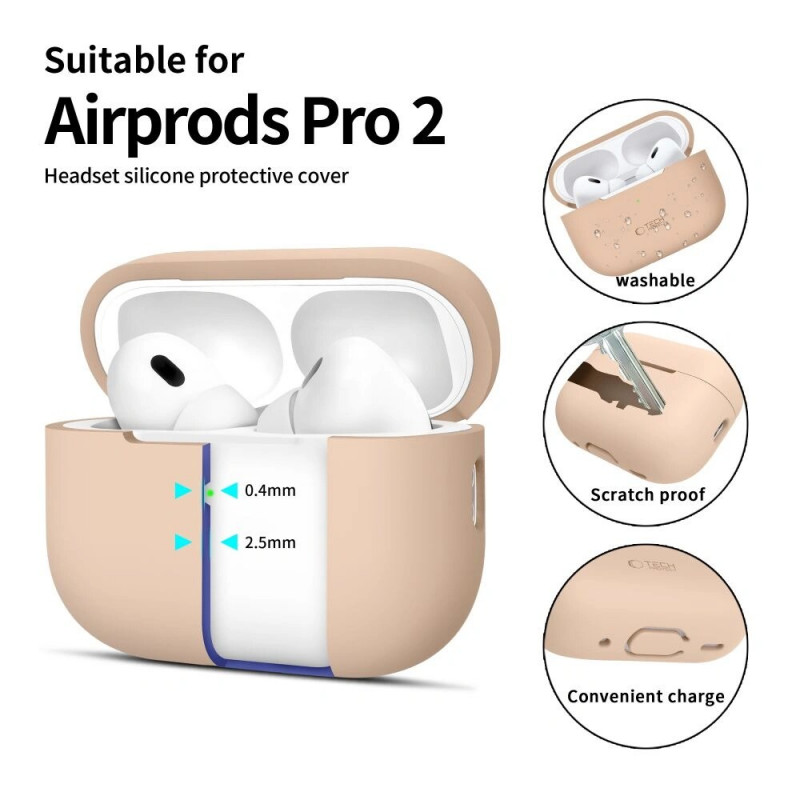 Tech-Protect Silicone Case for Apple AirPods Pro 1/2, Caffe Latte