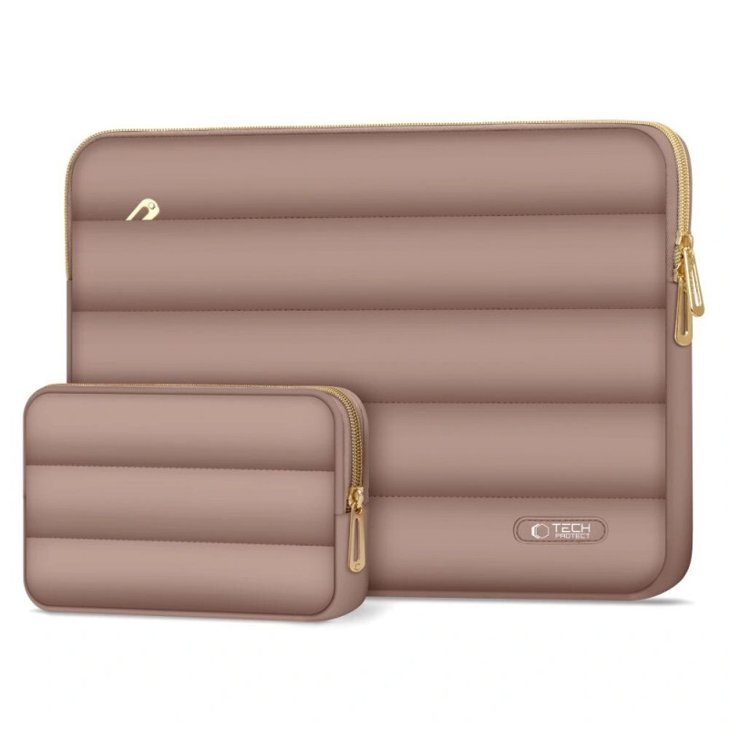 Tech-Protect Puffy Laptop 13-14" case with accessory bag, Walnut