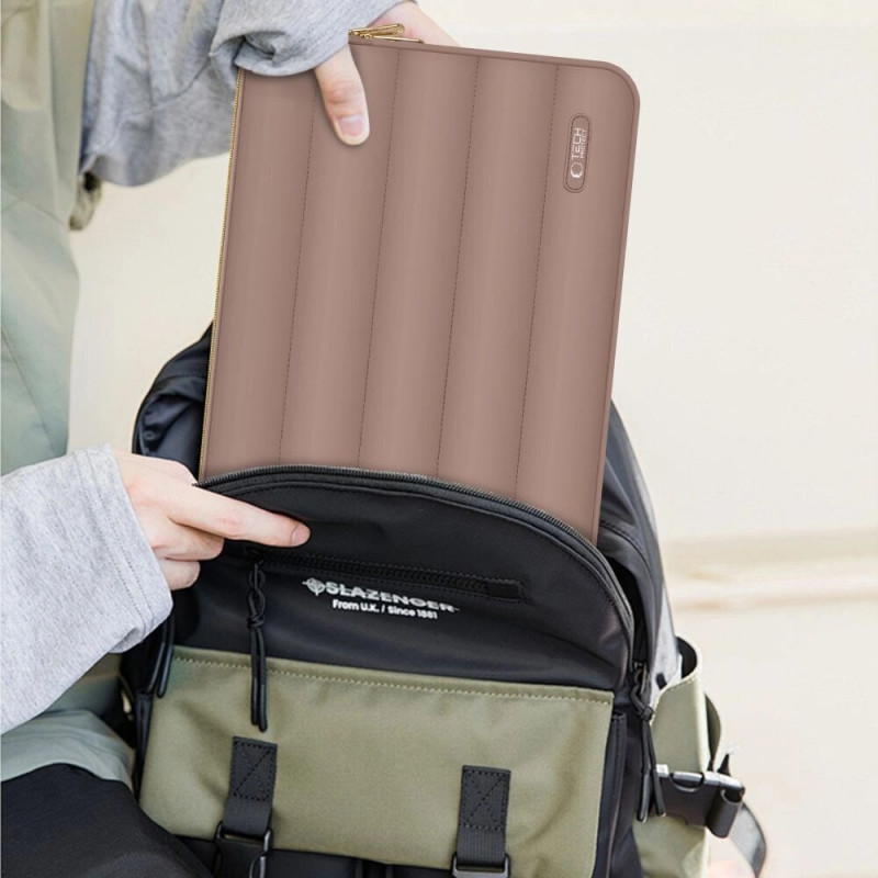 Tech-Protect Puffy Laptop 13-14" case with accessory bag, Walnut
