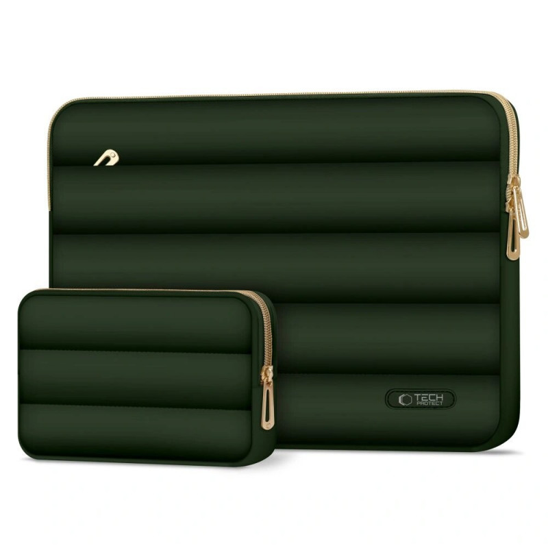 Tech-Protect Puffy Laptop 15-16" case with accessory bag, Army Green