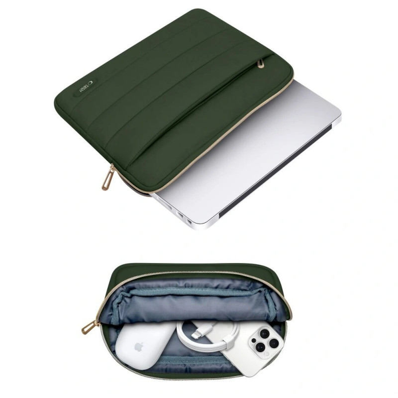 Tech-Protect Puffy Laptop 15-16" case with accessory bag, Army Green