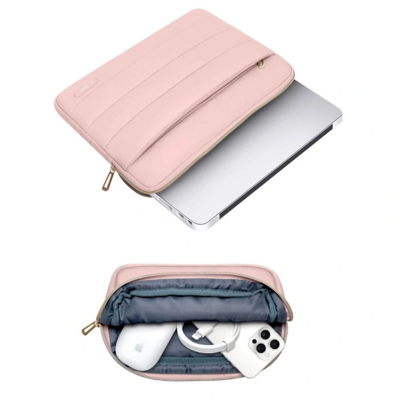 Tech-Protect Puffy Laptop 13-14" case with accessory bag, Dusty Rose
