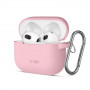 Tech-Protect Silicone Hook case for Apple AirPods 3 with carabiner, Dusty Pink