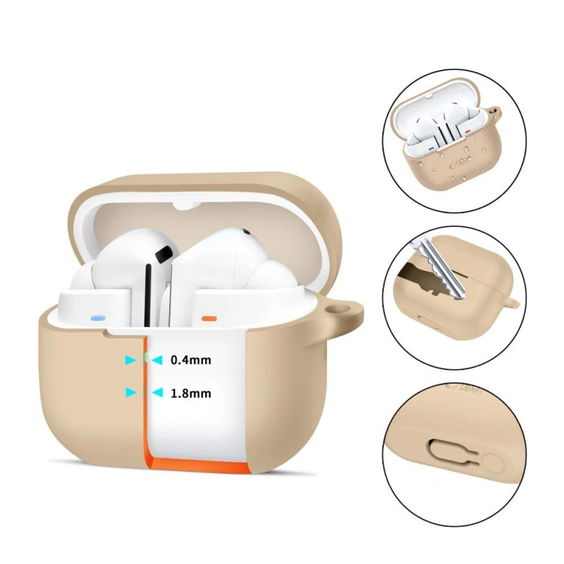 Tech-Protect Silicone Hook Case for Samsung Galaxy Buds 3 / 3 Pro, Cafe Latte
