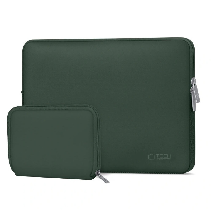 Tech-Protect NeoSlim Laptop 15-16" case with accessory bag, Midnight Green