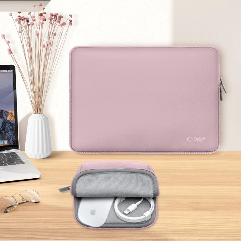 Tech-Protect NeoSlim Laptop 15-16" case with accessory bag, Dusty Rose