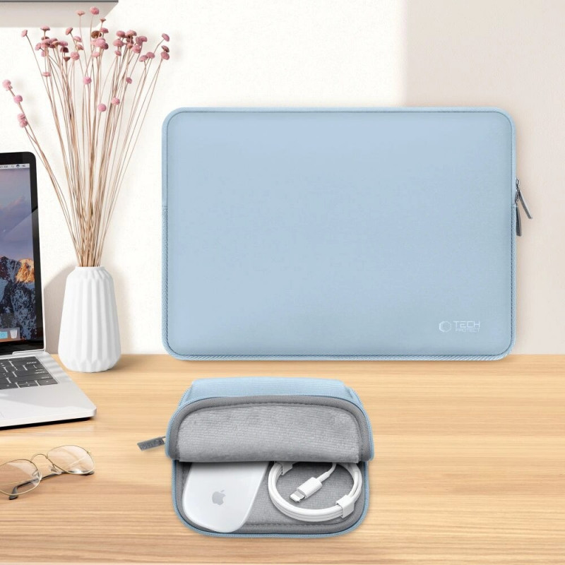 Tech-Protect NeoSlim Laptop 13-14" case with accessory bag, Winter Blue