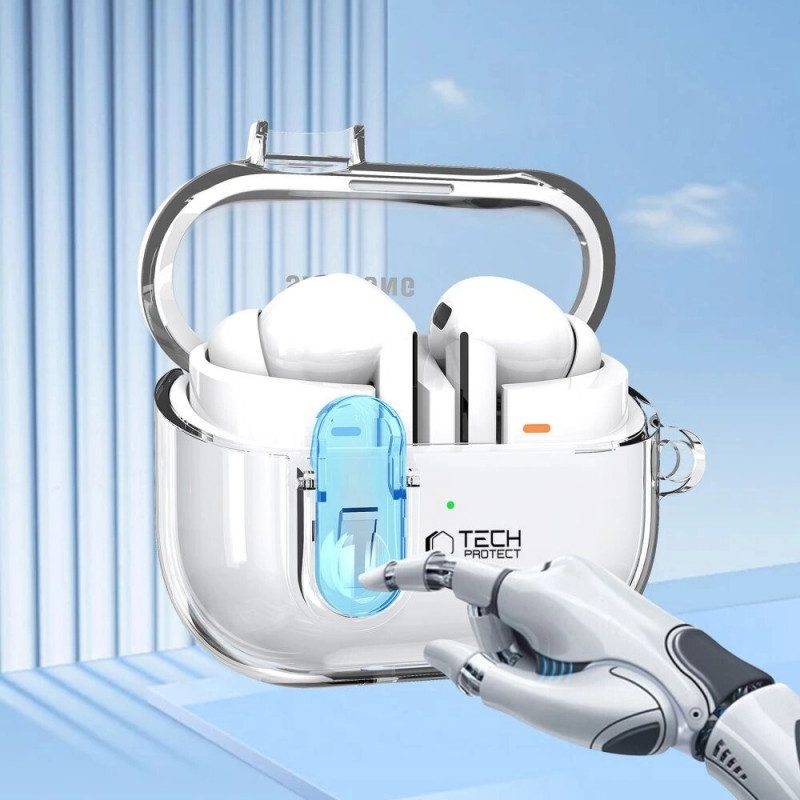 Tech-Protect FlexAir Case with Carabiner for Samsung Galaxy Buds 3 / 3 Pro, Clear