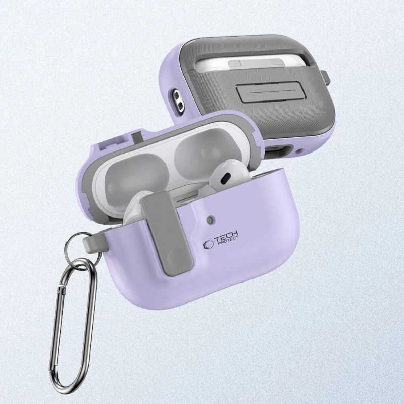 Tech-Protect Slim Hook Case with Carabiner for Apple AirPods Pro 1 / 2, Lavender