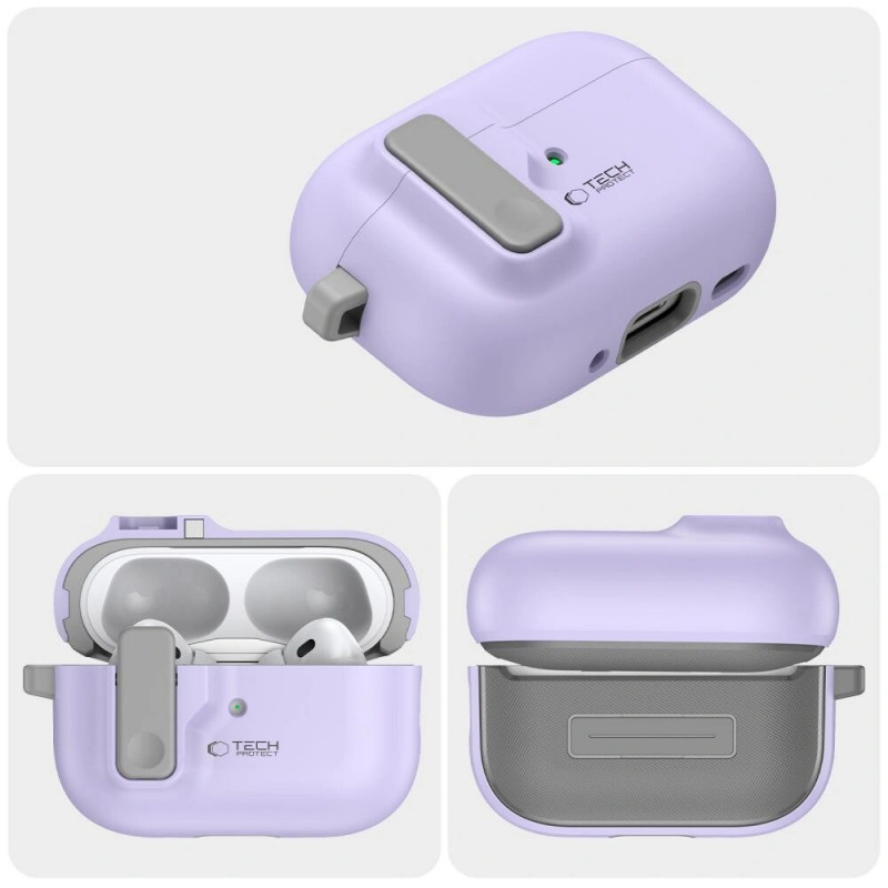 Tech-Protect Slim Hook Case with Carabiner for Apple AirPods Pro 1 / 2, Lavender