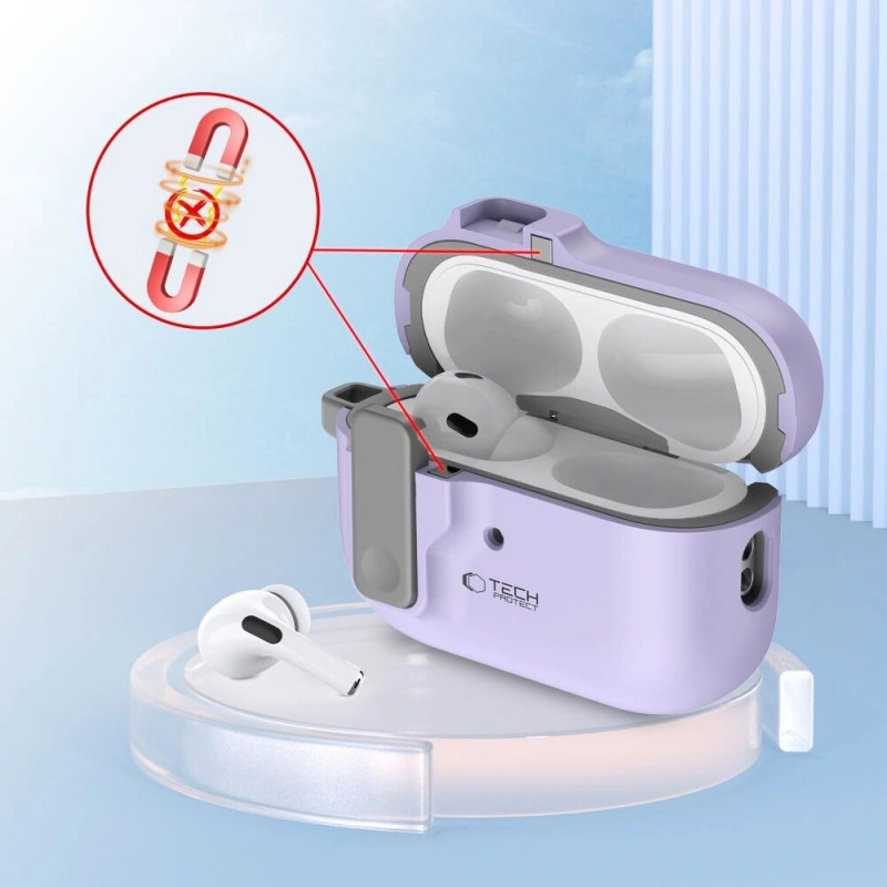 Tech-Protect Slim Hook Case with Carabiner for Apple AirPods Pro 1 / 2, Lavender