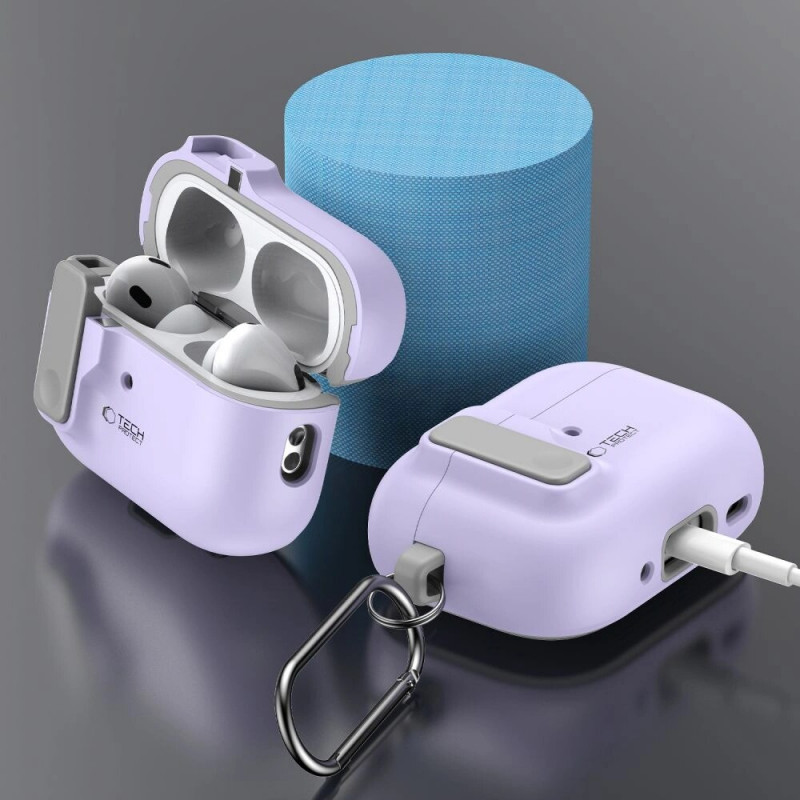 Tech-Protect Slim Hook Case with Carabiner for Apple AirPods Pro 1 / 2, Lavender