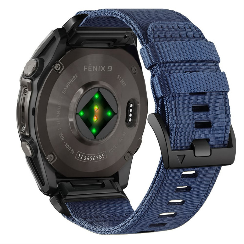 Tech-Protect Nylon Classic Watch Strap for Garmin Fenix 5X / 5X Plus / 6X / 6X Pro / 7X / 8 / 8 Pro / 9 / 9 Pro 47 mm, Midnight Navy