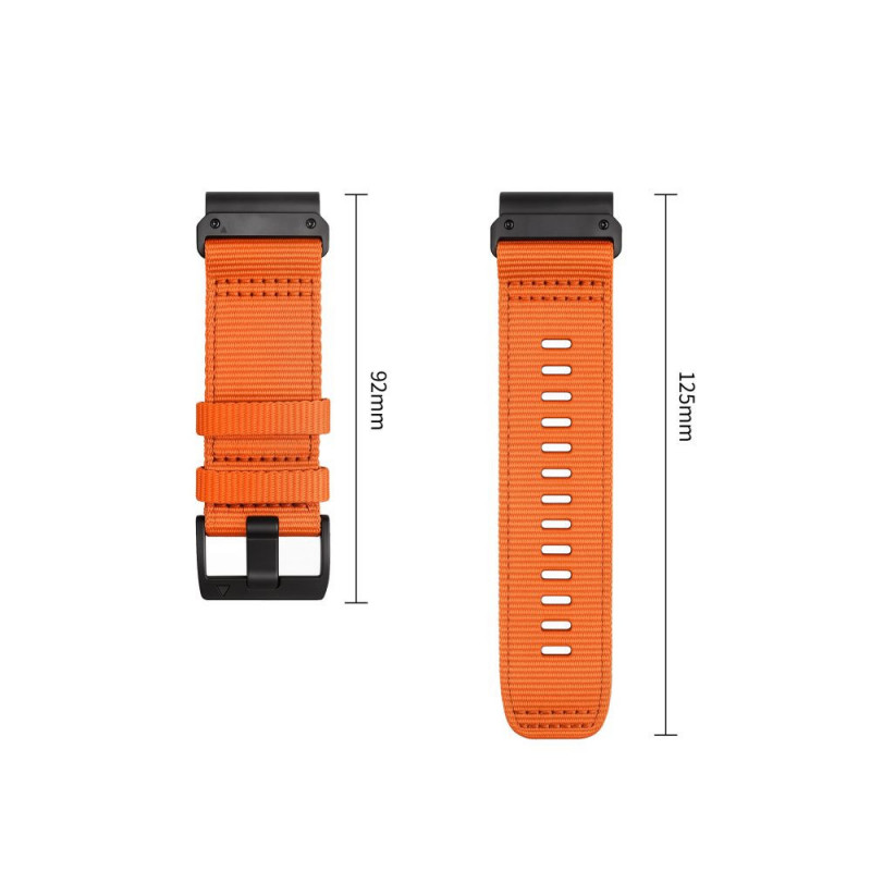Tech-Protect Nylon Classic Watch Strap for Garmin Fenix 5X / 5X Plus / 6X / 6X Pro / 7X / 8 / 8 Pro / 9 / 9 Pro 47 mm, Signal Orange