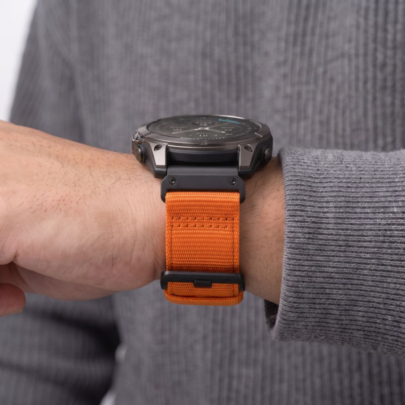 Tech-Protect Nylon Classic Watch Strap for Garmin Fenix 5X / 5X Plus / 6X / 6X Pro / 7X / 8 / 8 Pro / 9 / 9 Pro 51 mm, Signal Orange