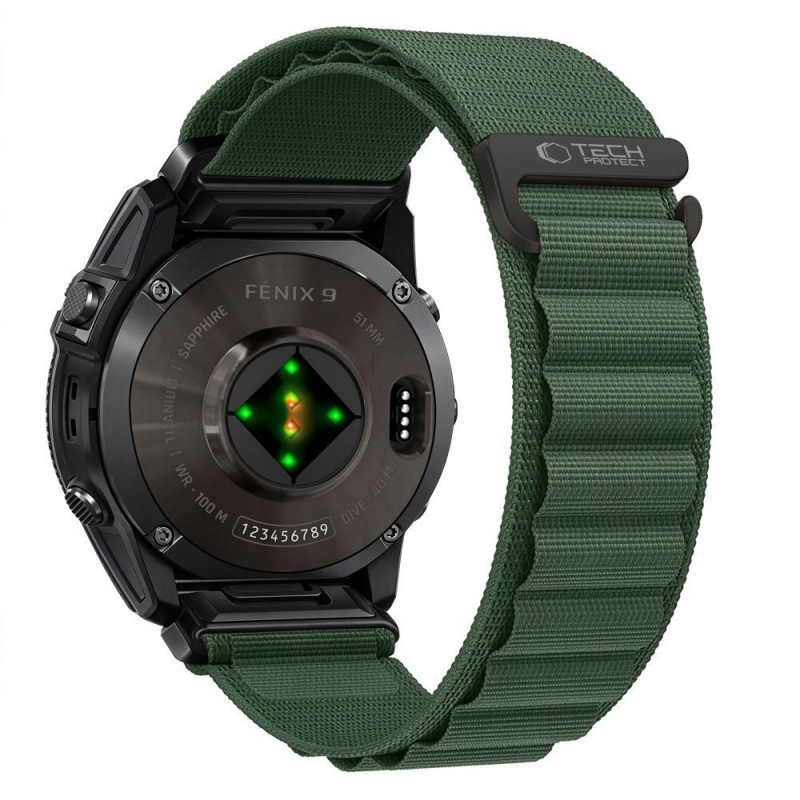 Tech-Protect Nylon Pro watch strap for Garmin Fenix 5X / 5X Plus / 6X / 6X Pro / 7X / 8 / 8 Pro / 9 / 9 Pro (47 mm), military green