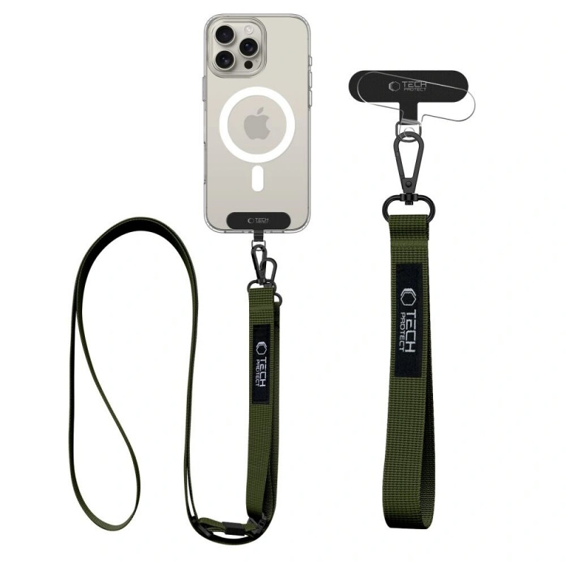 Tech-Protect C6S Rope Crossbody phone lanyard 2-in-1, Cargo Khaki (olive)