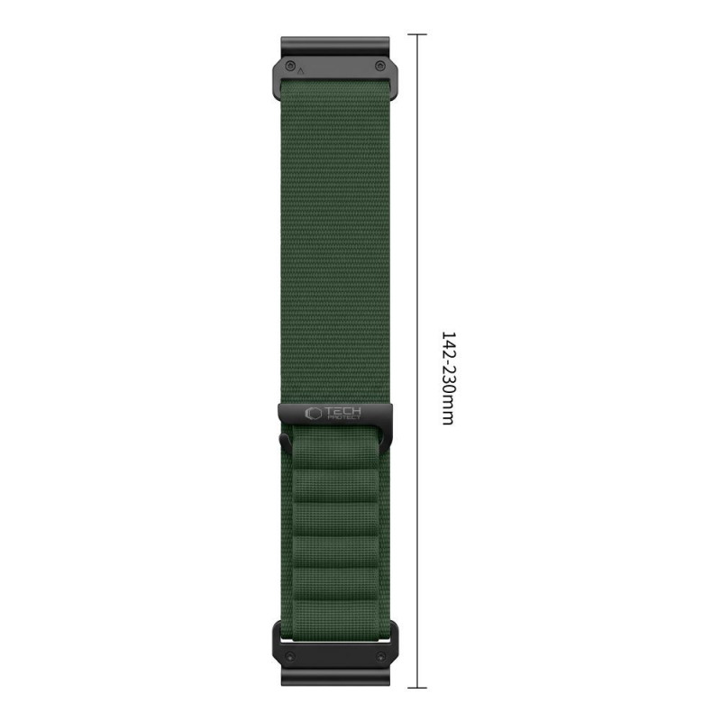 Tech-Protect Nylon Pro THP6036 watch strap for Garmin Fenix 5X / 5X Plus / 6X / 6X Pro / 7X / 8 / 8 Pro / 9 / 9 Pro (51 mm), military green