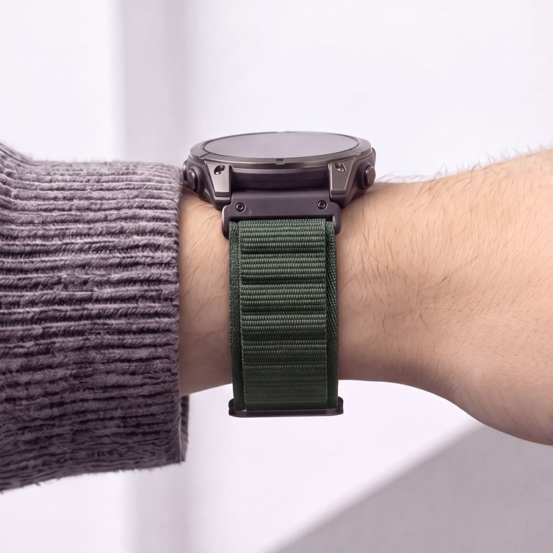 Tech-Protect Nylon Pro THP6036 watch strap for Garmin Fenix 5X / 5X Plus / 6X / 6X Pro / 7X / 8 / 8 Pro / 9 / 9 Pro (51 mm), military green
