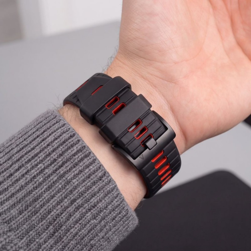 Tech-Protect Iconband Pro watch strap for Garmin Fenix 5X / 5X Plus / 6X / 6X Pro / 7X / 8 / 8 Pro / 9 / 9 Pro (47 mm), black / red