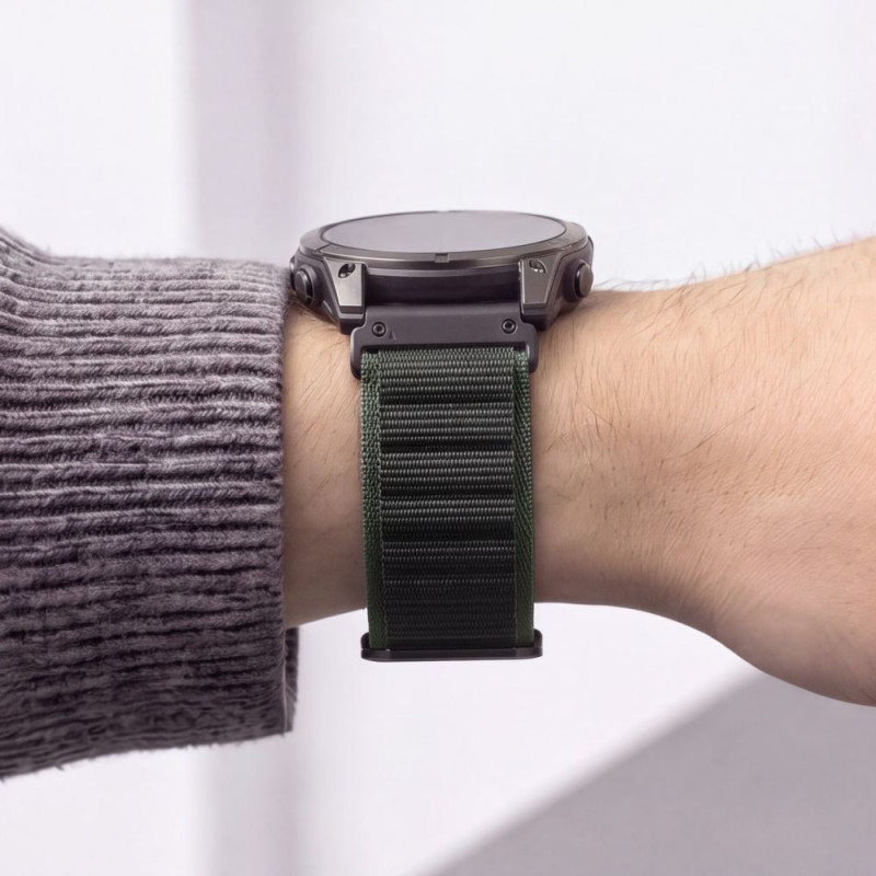 Tech-Protect Nylon Pro THP6034 watch strap for Garmin Fenix 5X / 5X Plus / 6X / 6X Pro / 7X / 8 / 8 Pro / 9 / 9 Pro (51 mm), green / black