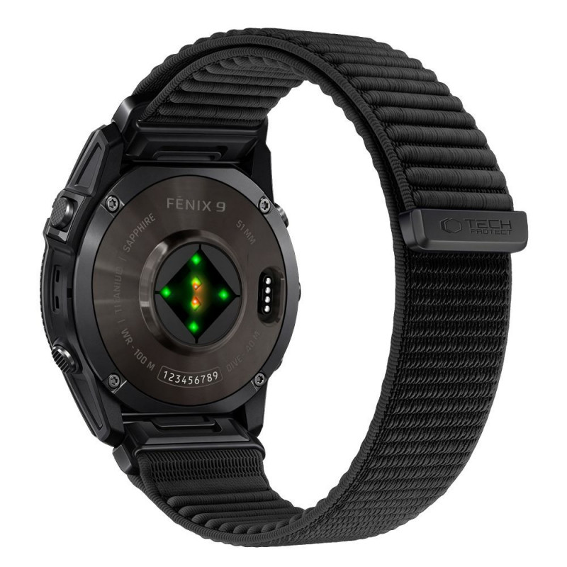 Tech-Protect NylonLoop THP6104 watch strap for Garmin Fenix 5X / 5X Plus / 6X / 6X Pro / 7X / 8 / 8 Pro / 9 / 9 Pro (51 mm), black