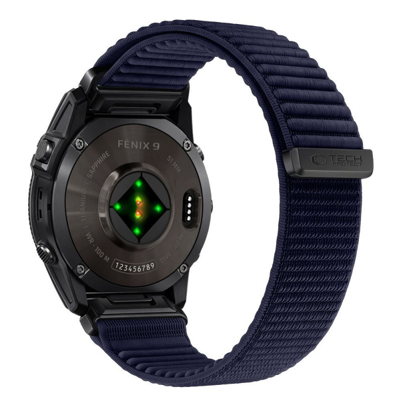 Tech-Protect NylonLoop THP6105 watch strap for Garmin Fenix 5X / 5X Plus / 6X / 6X Pro / 7X / 8 / 8 Pro / 9 / 9 Pro (51 mm), navy blue