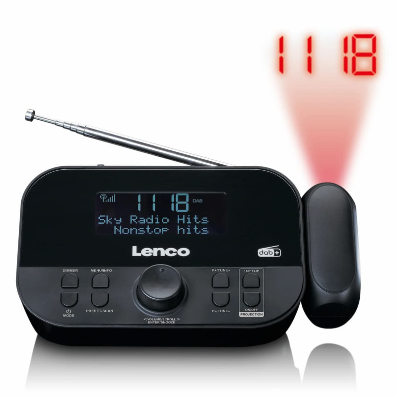 Lenco CR-615BK Radio Alarm Clock with Projection, DAB+/FM, black