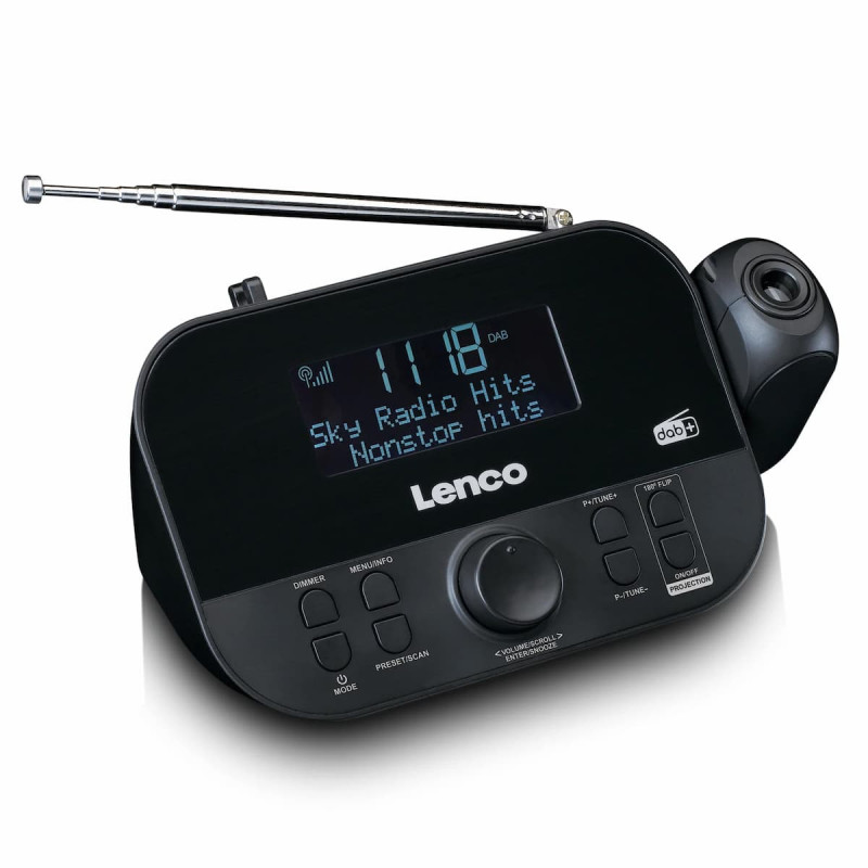 Lenco CR-615BK Radio Alarm Clock with Projection, DAB+/FM, black