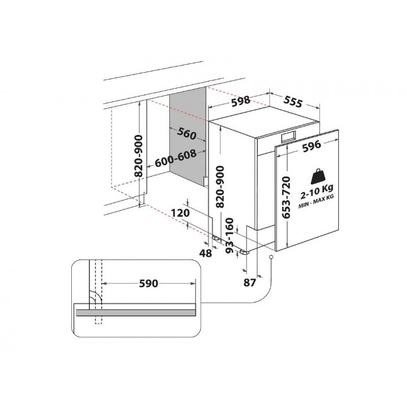 Whirlpool WH7ITD14C6N6 Built-in Dishwasher, 60 cm, 46 dB, 14 Place Settings
