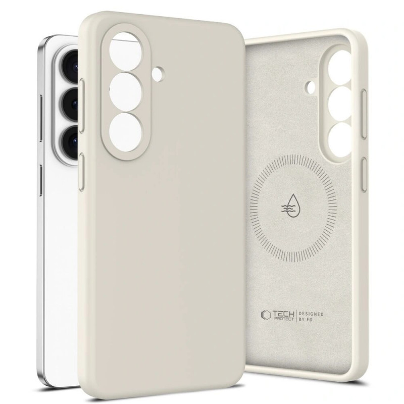 Tech-Protect Silicone MagSafe Case for Samsung Galaxy S26+, Cosmic Latte