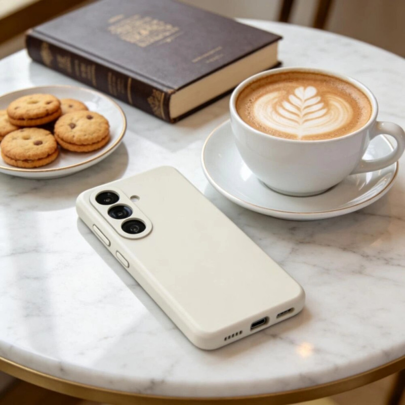 Tech-Protect Silicone MagSafe Case for Samsung Galaxy S26+, Cosmic Latte