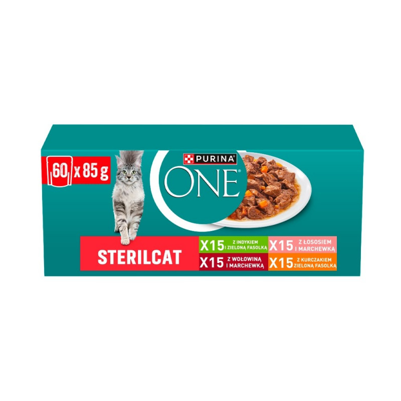 Purina ONE Sterilcat Cat Food, Beef & Carrot, 60 x 85 g