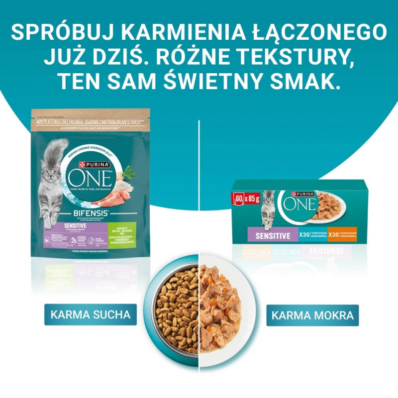 Purina ONE Sensitive Cat Food, Chicken & Carrot, 60 x 85 g