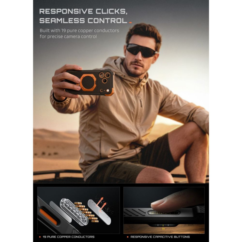 Supcase UB Grip Mag MagSafe Aramid Case for Apple iPhone 17 Pro Max / 18 Pro Max, Black/Orange