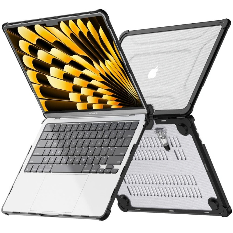 Tech-Protect SmartShell Pro Case for Apple MacBook Air 13" (M2/M3/M4/M5) 2023-2025, Black/Clear