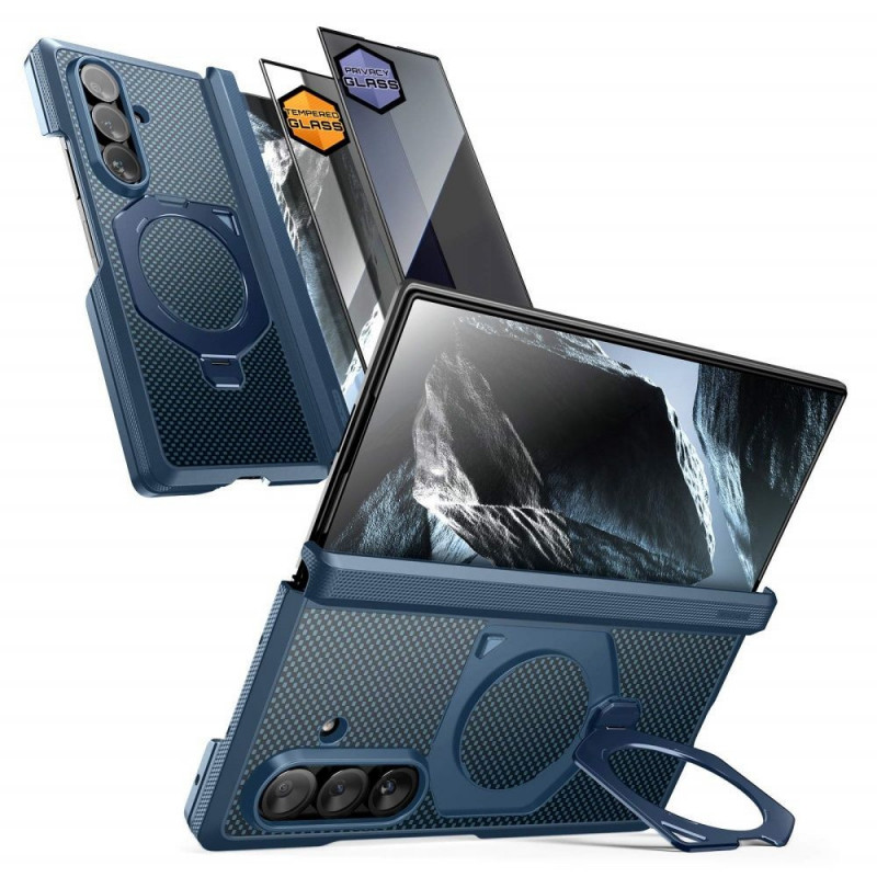 Supcase UB Aero MagSafe Case for Samsung Galaxy Z Fold 8 Ultra with Tempered Glass and Privacy Glass, Aramid Blue