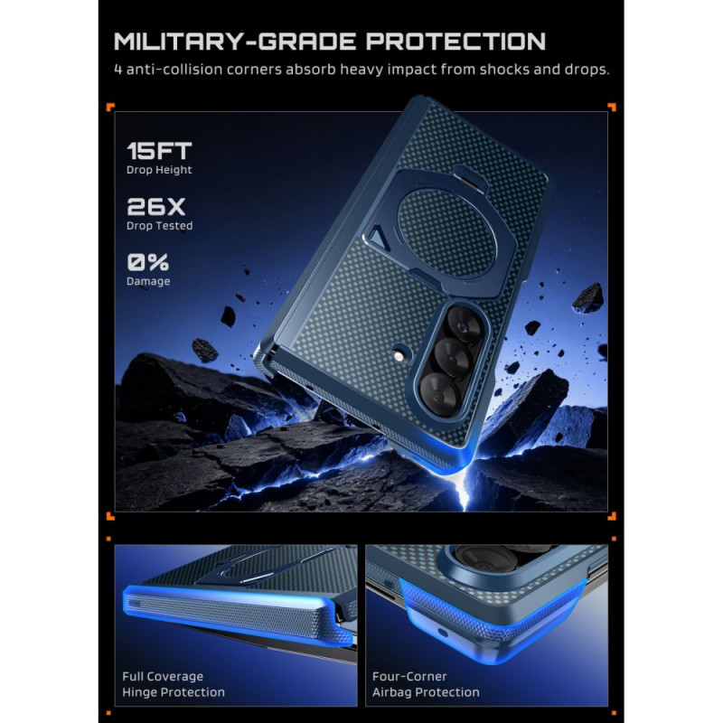 Supcase UB Aero MagSafe Case for Samsung Galaxy Z Fold 8 Ultra with Tempered Glass and Privacy Glass, Aramid Blue