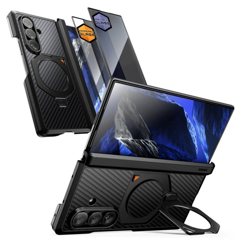 Supcase UB Aero MagSafe Case for Samsung Galaxy Z Fold 8 Ultra with Tempered Glass and Privacy Glass, Aramid Black
