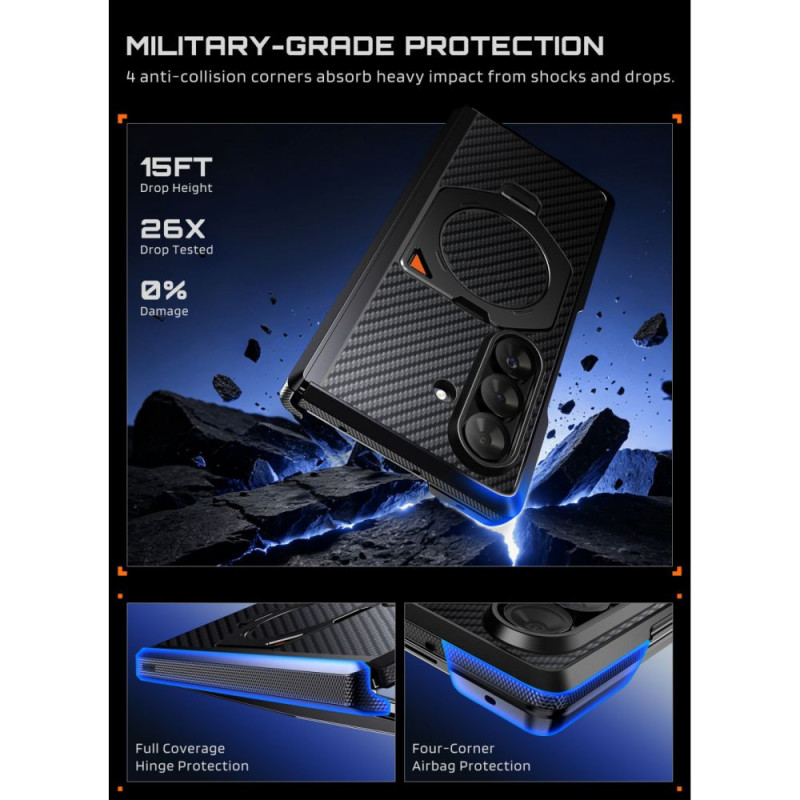 Supcase UB Aero MagSafe Case for Samsung Galaxy Z Fold 8 Ultra with Tempered Glass and Privacy Glass, Aramid Black