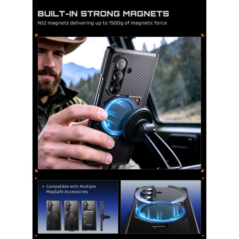 Supcase UB Aero MagSafe Case for Samsung Galaxy Z Fold 8 Ultra with Tempered Glass and Privacy Glass, Aramid Black