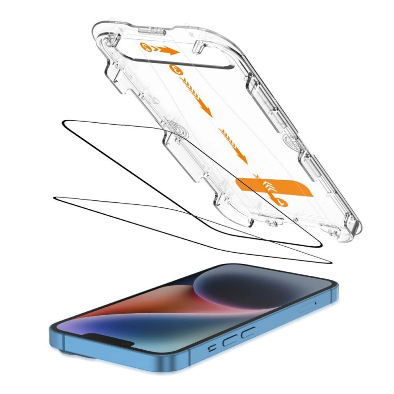 Tech-Protect Quick Set+ Tempered Glass Screen Protector for Apple iPhone 13 / 13 Pro / 14 / 16e, Black (2 pcs)