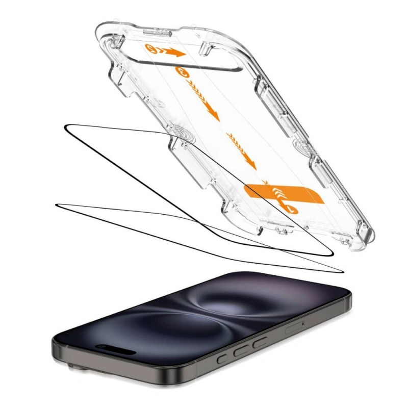 Tech-Protect Quick Set+ Tempered Glass Screen Protector for Apple iPhone 15 / 16, Black (2 pcs)