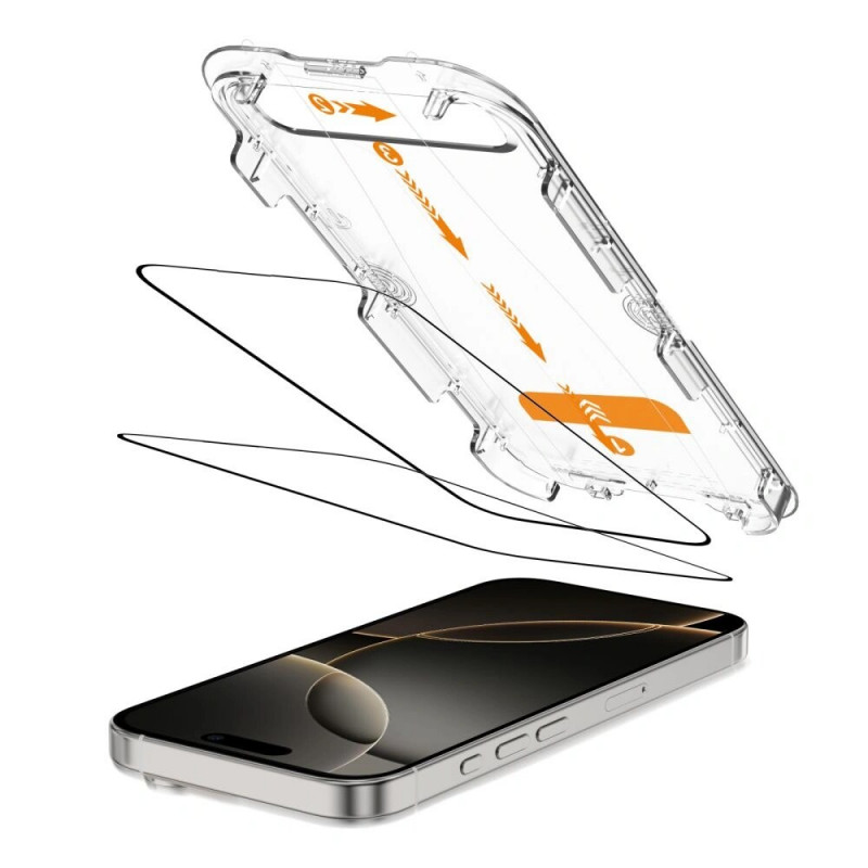 Tech-Protect Quick Set+ Tempered Glass Screen Protector for Apple iPhone 16 Pro, Black (2 pcs)